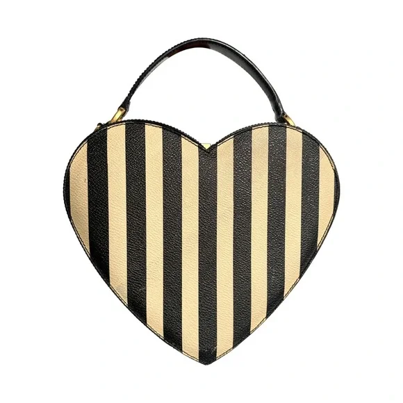 Moschino redwall Striped Heart Top-Handle vintage 90s Bag the nanny rare - Picture 2 of 6